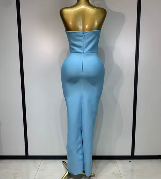 Women Sexy Strapless Bandage Maxi Dress