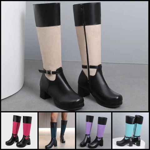 Women Buckled Fashion Flat Knee High Boots