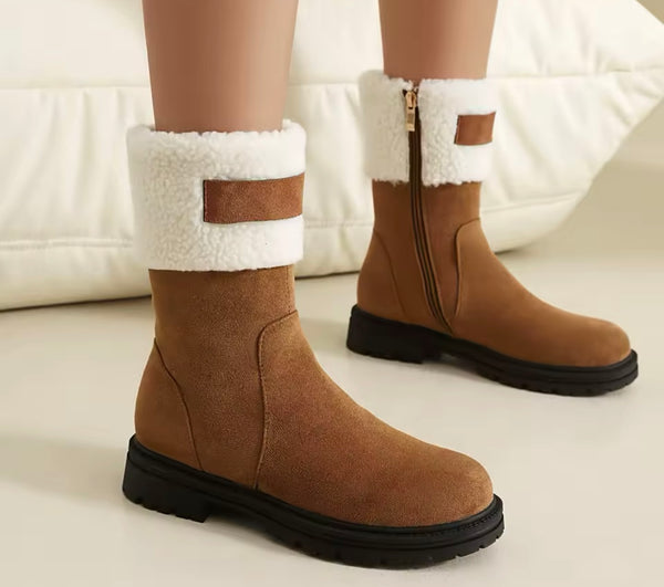Women Wool Suede Fashion Ankle/Mid Calf Flat Boots