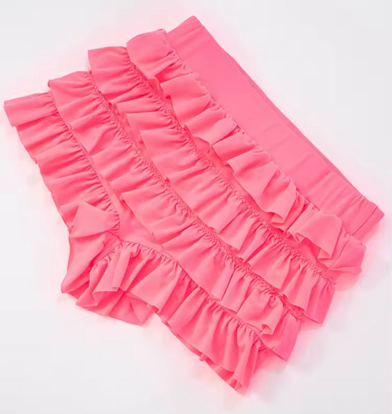 Women Sexy Sleeveless Bling Letter Print Ruffled Two Piece Short Set