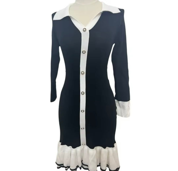 Women Sexy Ruffled Full Sleeve Open Tie Up Back Dress