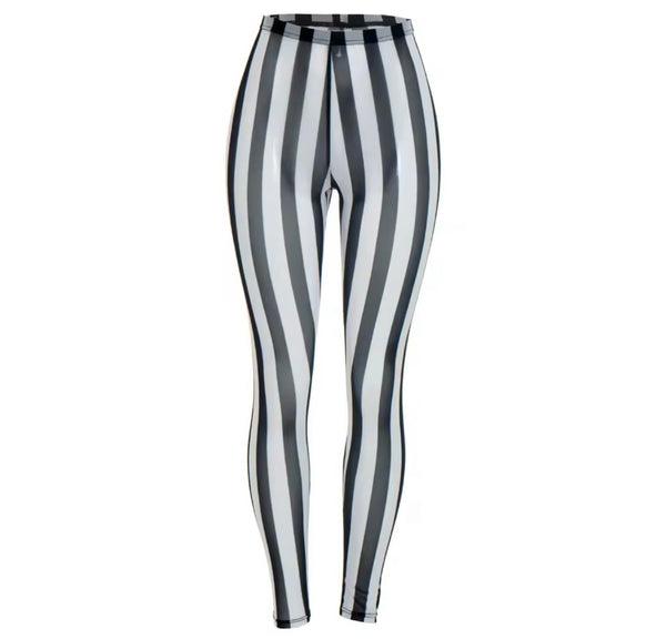 Women Sexy Striped See Through Mesh Pants