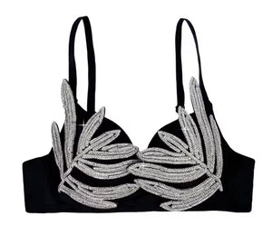 Women Sexy Sleeveless Rhinestone Patchwork Top