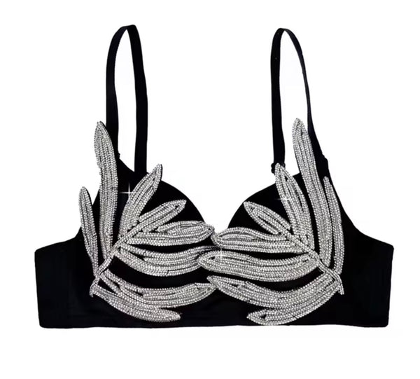 Women Sexy Sleeveless Rhinestone Patchwork Top