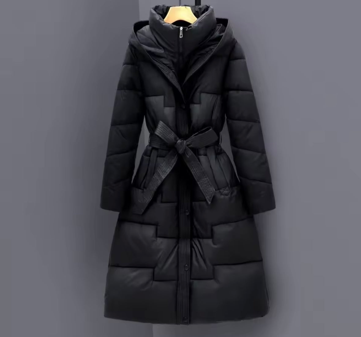 Women Fashion Hooded Puff Long Jacket