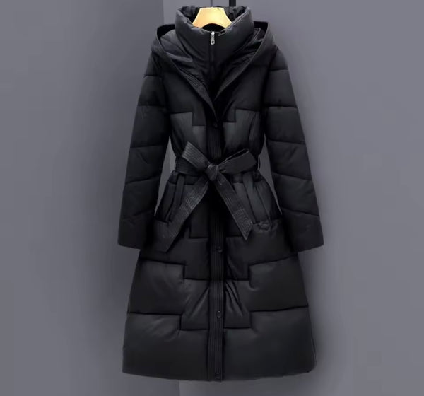 Women Fashion Hooded Puff Long Jacket