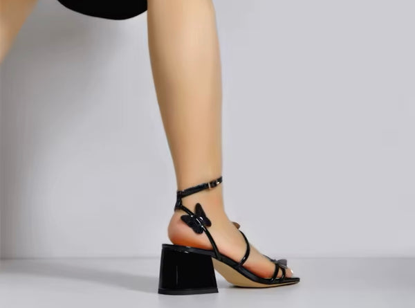 Women Fashion Butterfly Square Heel Sandals