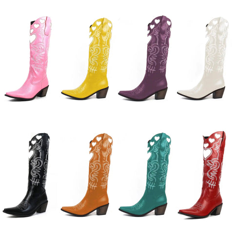 Women Fashion Heart Print Western Boots
