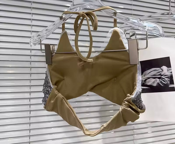 Women Fashion Full Sleeve Sequins Three Piece Short Set