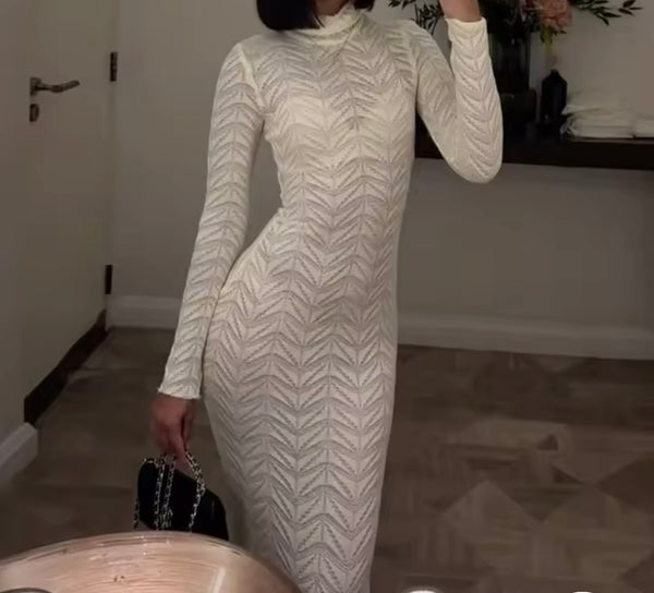 Women Sexy Solid Color Printed Full Sleeve Maxi Dress
