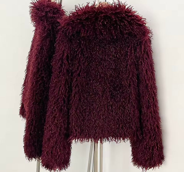 Women Fashion Color Faux Fur Warm Jacket