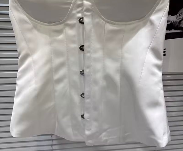 Women White Sexy Strapless Corset Top