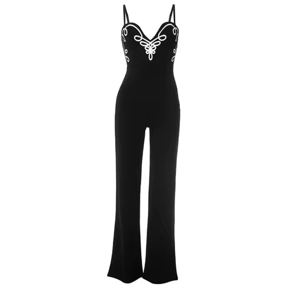 Women Sexy Sleeveless V-Neck Color Print Jumpsuit