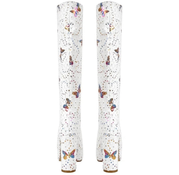 Women Fashion Square Heel Knee High Boots