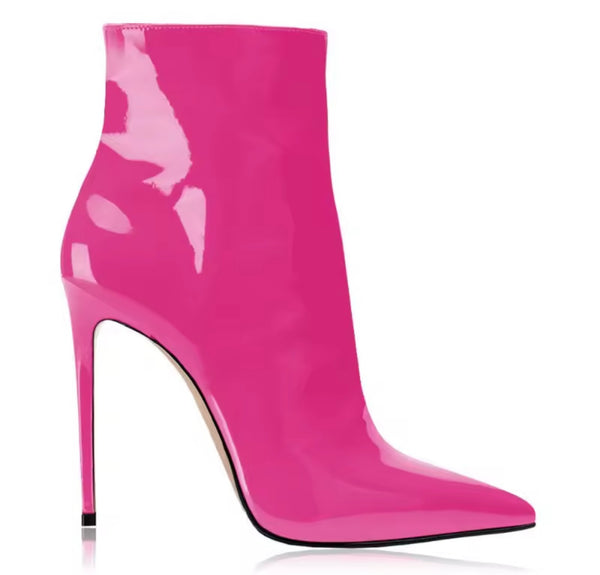 Women Color Fashion Patent Leather High Heel Ankle Boots