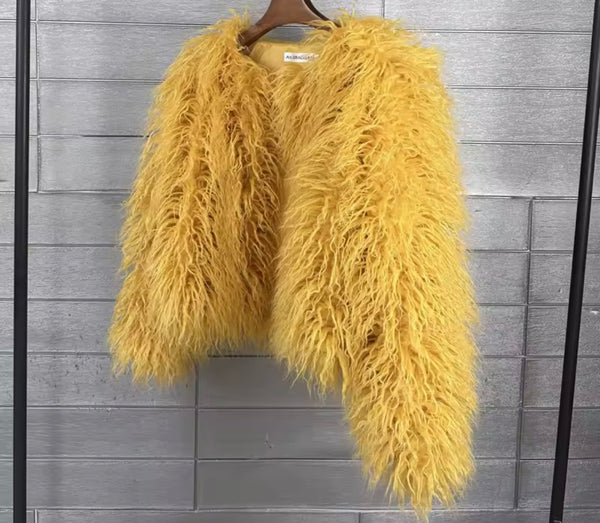 Women Color Fashion Faux Fur Jacket