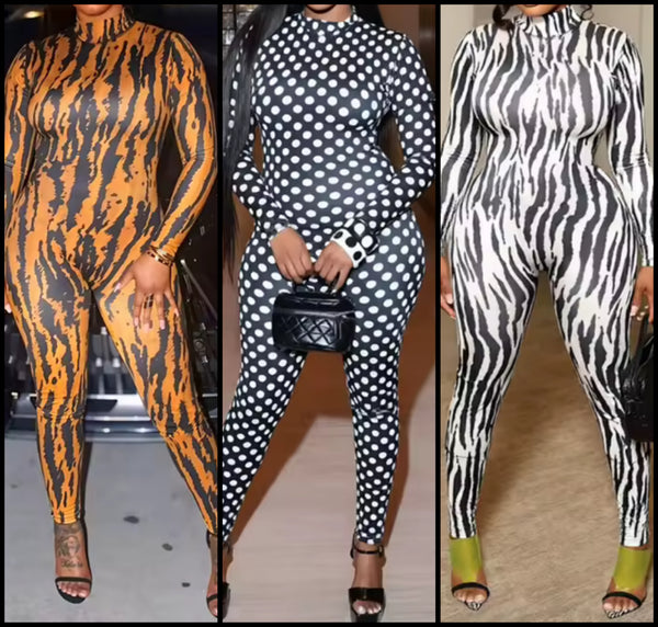 Women Fashion Open Back Full Sleeve Printed Jumpsuit