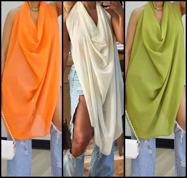 Women Halter Sleeveless Open Back Top