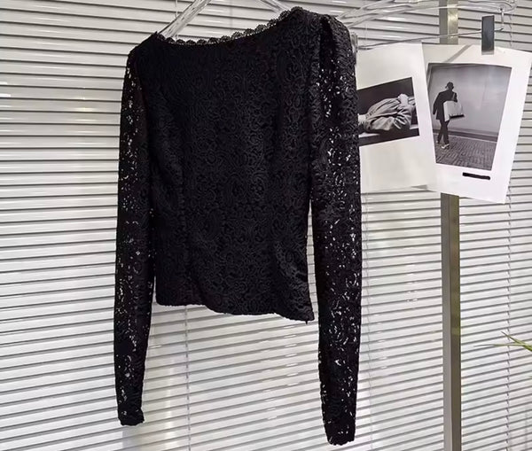 Women Fashion Lace Full Sleeve Two Piece Faux Leather Pant Set