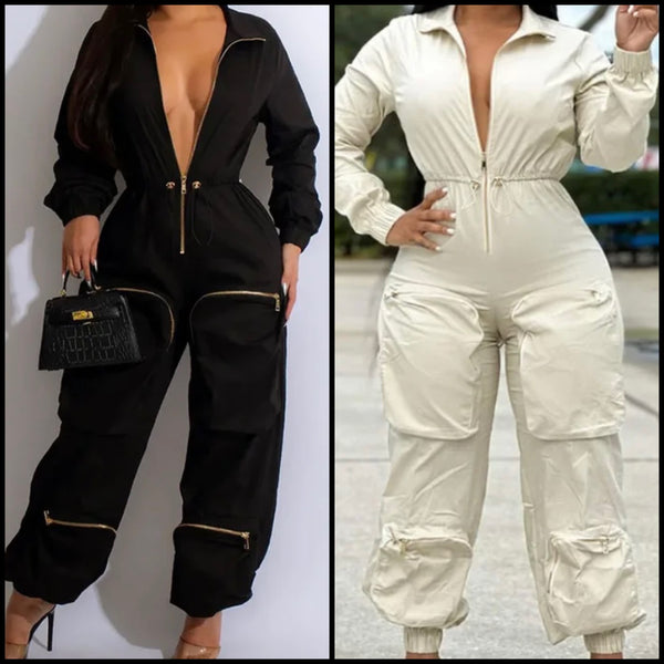 Women Sexy Fashion Zipper Full Sleeve Jumpsuit