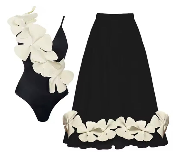 Women 3D Floral Sexy Fashion Swimsuit Cover Up Set