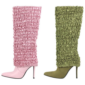 Women Fashion Color High Heel Knee High Boots