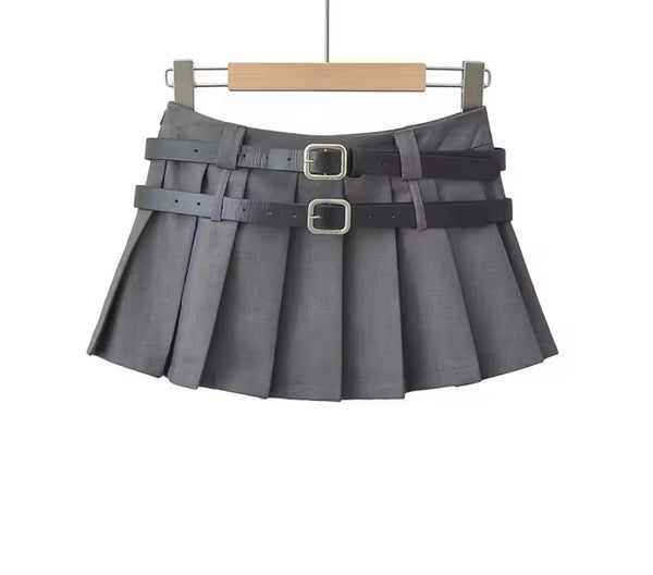 Women Sexy Fashion Color Pleated Mini Skirt