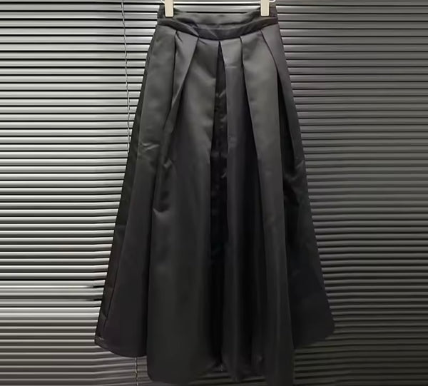Women B&W Pearl Floral Button Up Two Piece Maxi Skirt Set