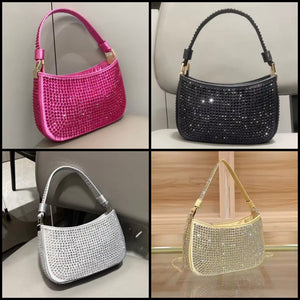 Women Color Fashion Rhinestone Handbag Purse