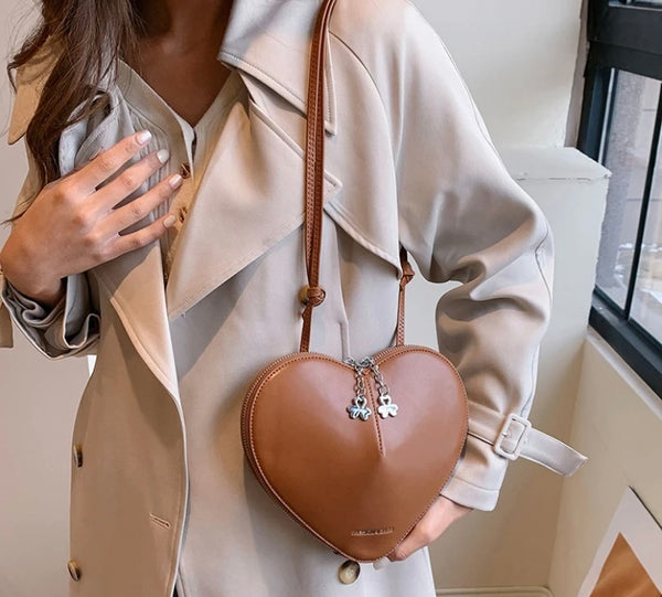 Women Fashion Faux Leather Heart Handbag Purse