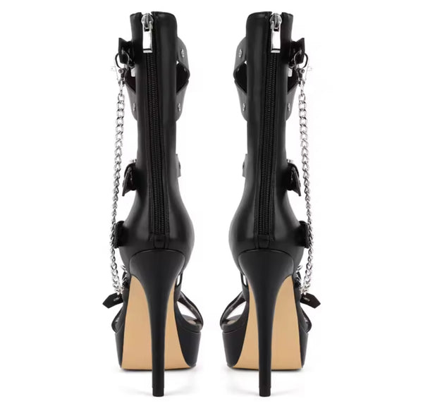 Women Fashion Buckled Chain Platform High Heel Sandals