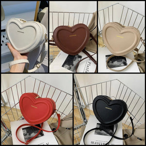 Women Fashion Heart Shaped Faux Leather Handbag Purse