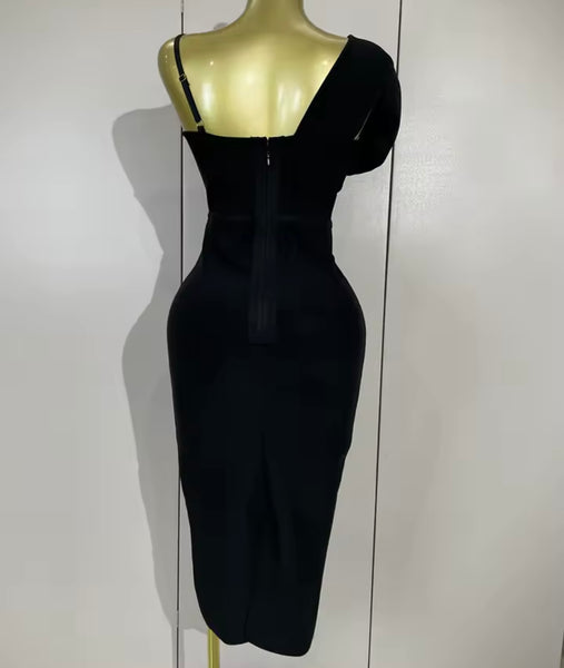 Women Sexy Black 3D Floral Sleeveless Dress