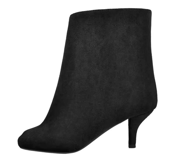 Women Color Fashion Square Toe Flock Kitten Heel Ankle Boots