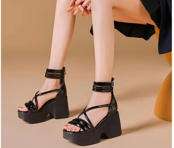 Women Color Platform Fashion Ankle Strap Sandals