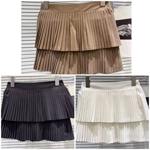 Women Sexy Fashion Solid Color Pleated Skirt