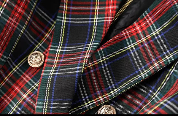 Women Sexy Fashion Plaid Blazer Dress