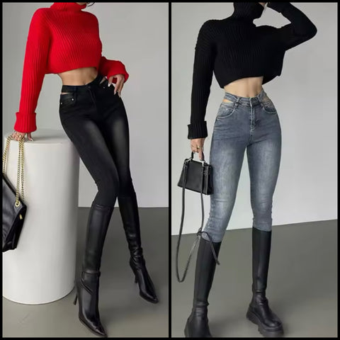 Women Fashion Turtleneck Full Sleeve Crop Sweater Top