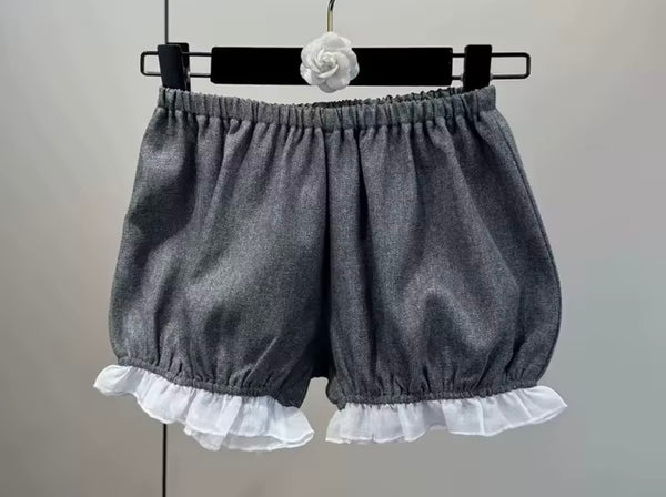 Women Bow Strapless Gray Two Piece Fashion Short Set