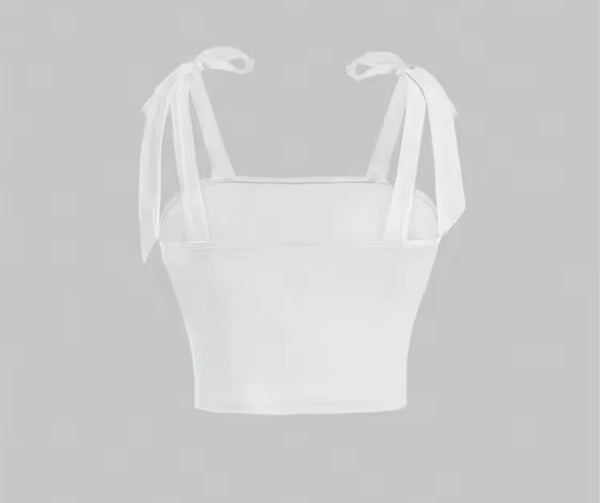 Women Color Tie Up Sleeveless Fashion Crop Top