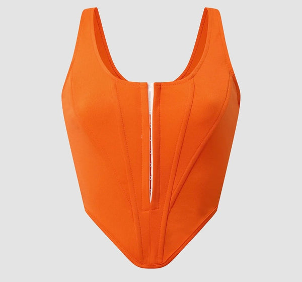 Women Sexy Fashion Sleeveless Orange Crop Top