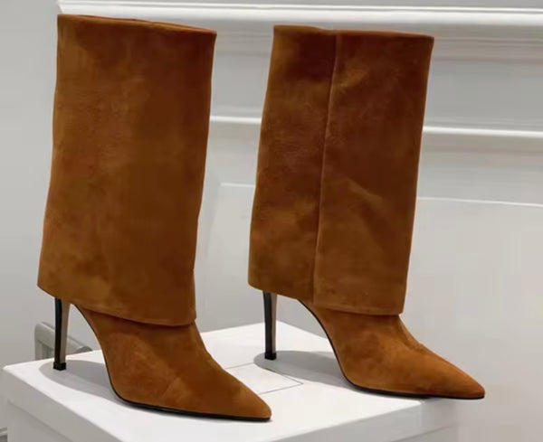 Women Color Suede Fashion High Heel Ankle Boots