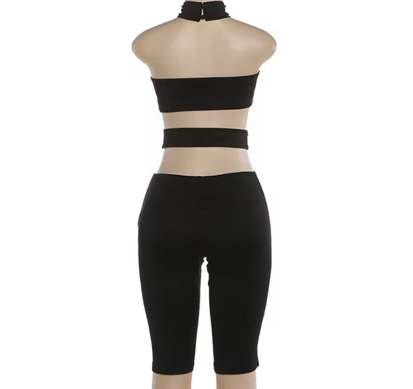 Women Halter Sleeveless Rivet Cut Out Fashion Romper