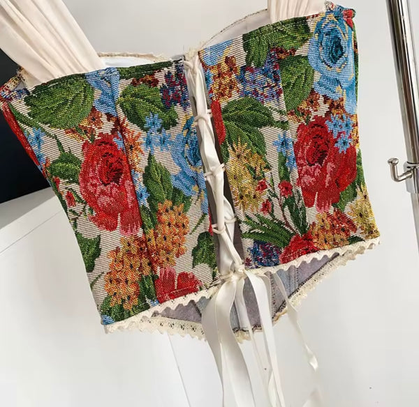 Women Fashion Floral Sleeveless Corset Top