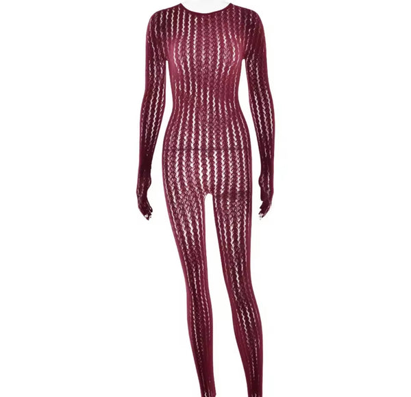 Women Sexy Mesh Full Sleeve Jumpsuit Lingerie