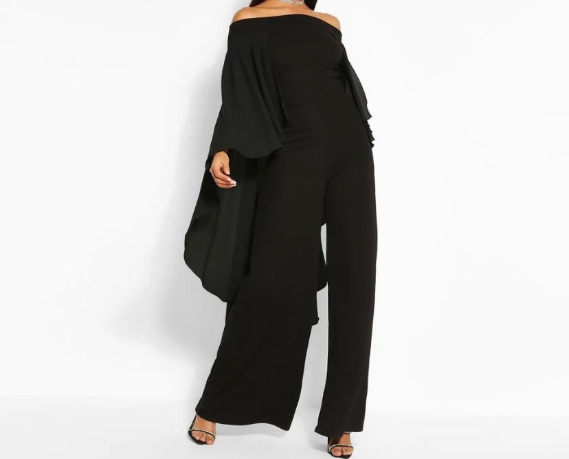 Women Off The Shoulder Mesh Patchwork Full Sleeve Jumpsuit