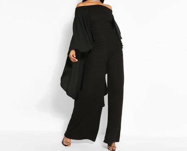 Women Off The Shoulder Mesh Patchwork Full Sleeve Jumpsuit