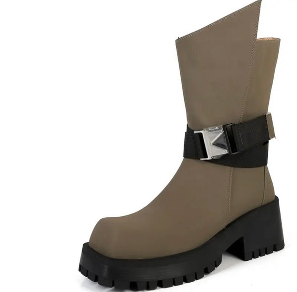 Women Platform Suede Buckled Fashion Ankle Boots