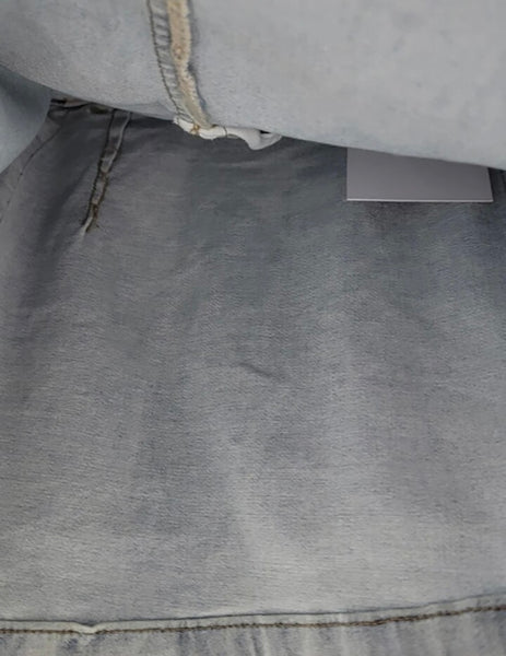 Women Fashion Color Patchwork Mesh Denim Skirt