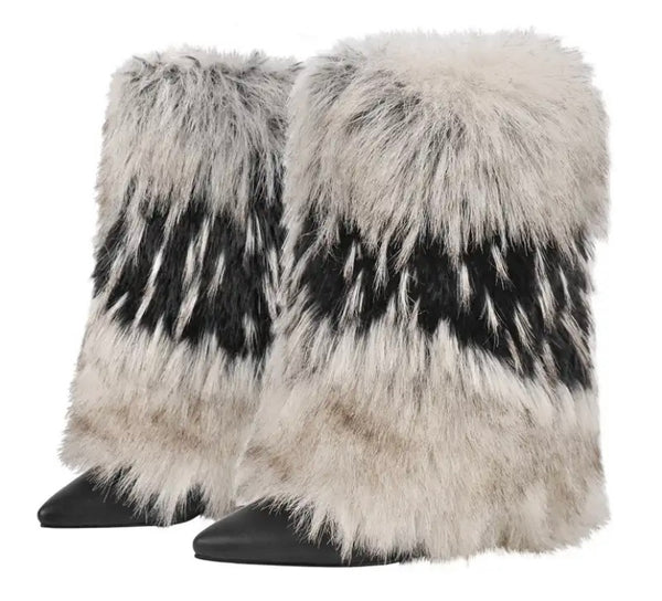 Women Fashion Pointed/Round Toe Faux Fur Boots